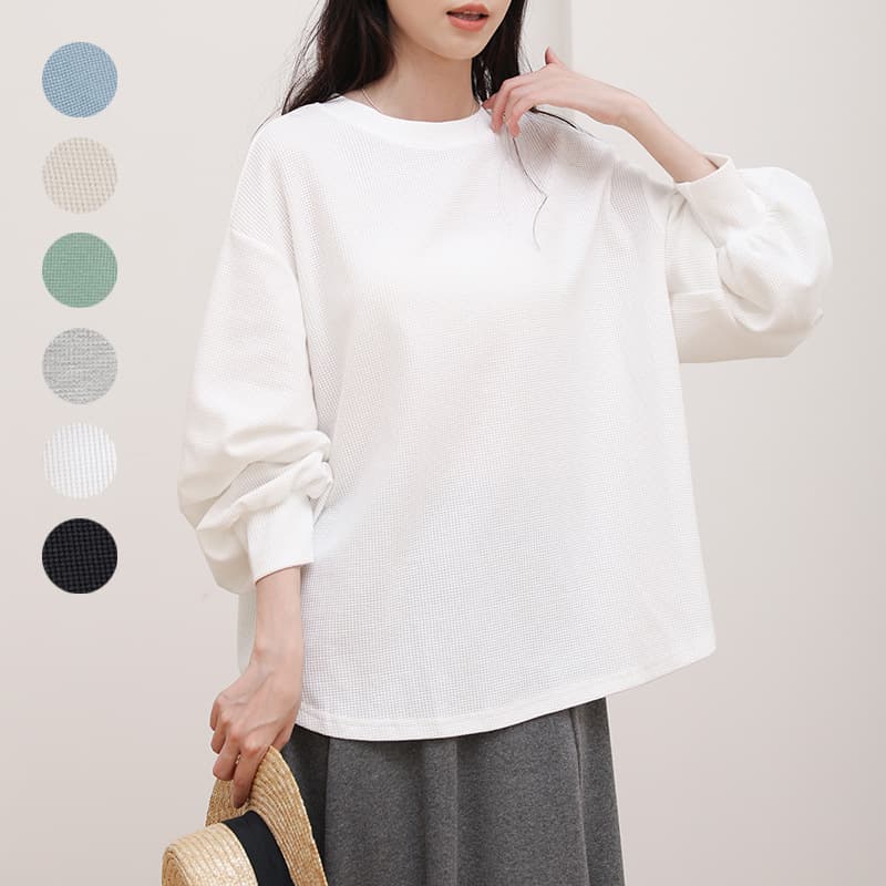 白Tシャツ 長袖ゆったりプルオーバー白Ｔシャツレディース