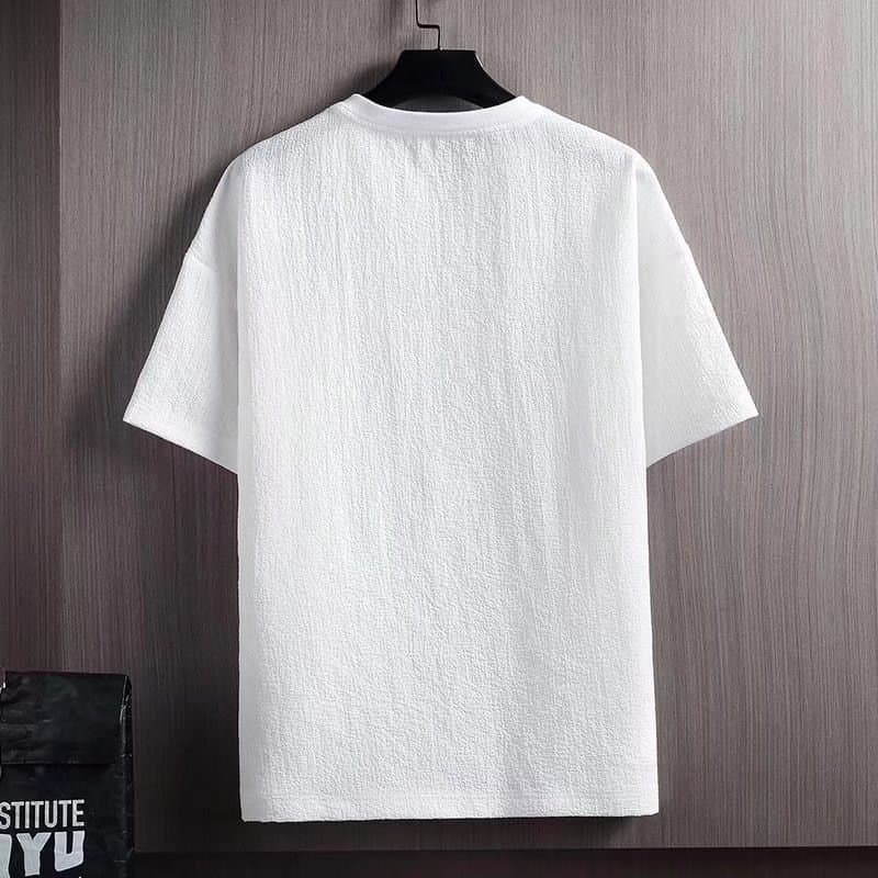 白Tシャツ 凹凸織り上質シンプル半袖