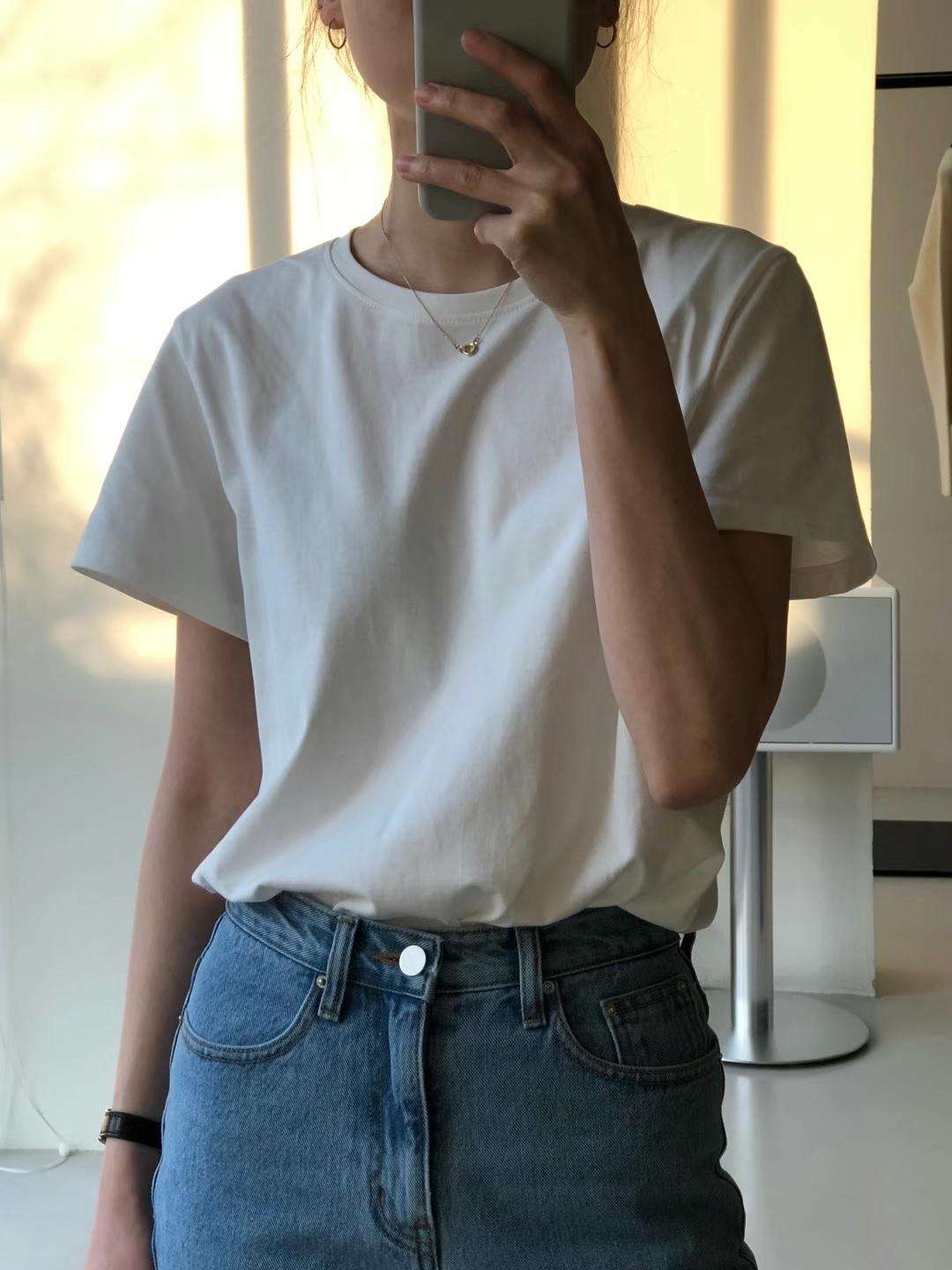 上質無地クルーネック白Tシャツ ベーシック定番