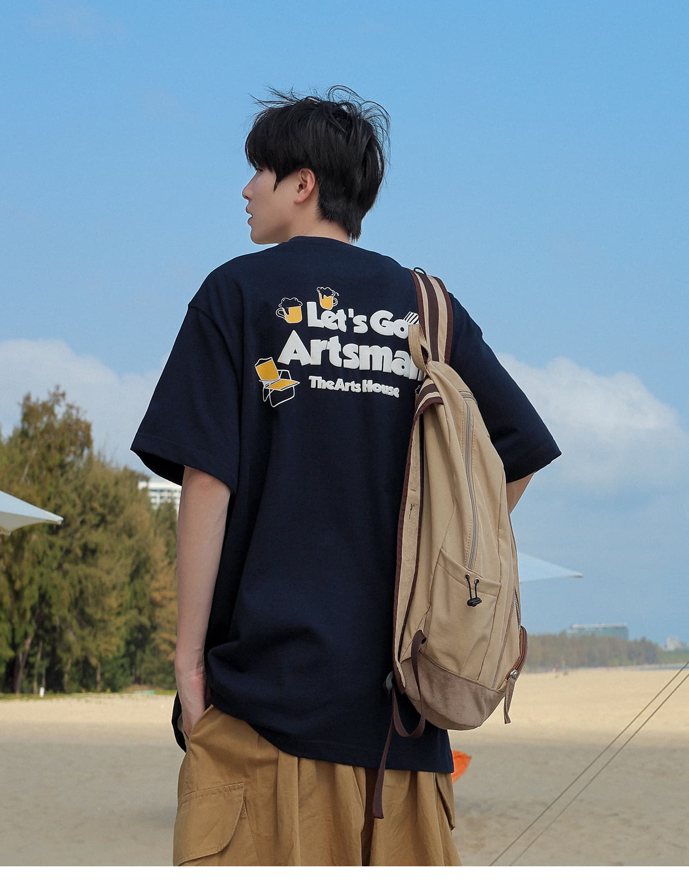 白Tシャツ メンズ 休日 バックプリント半袖
