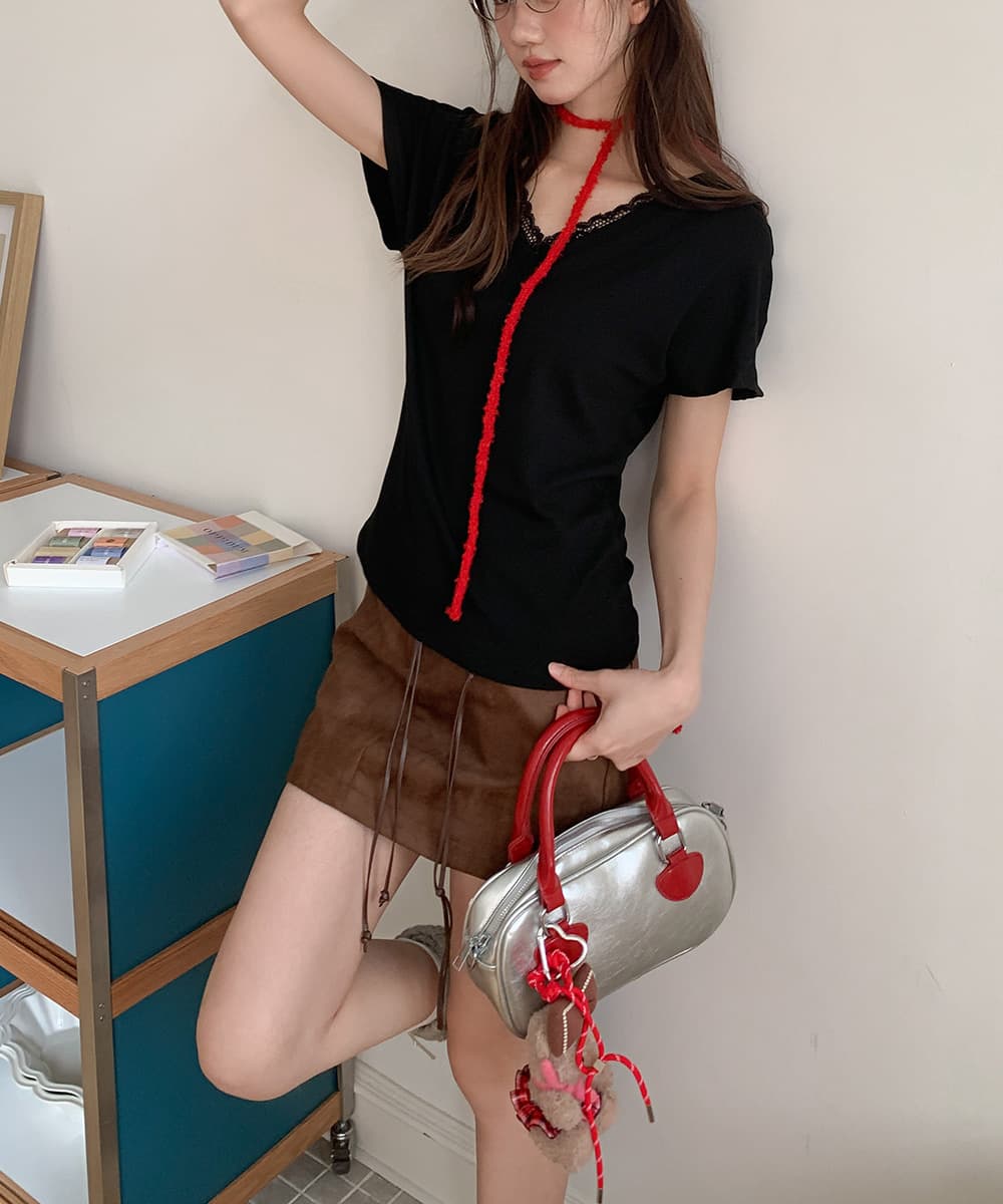 白Tシャツ レースVネック半袖Tシャツ春夏レディース
