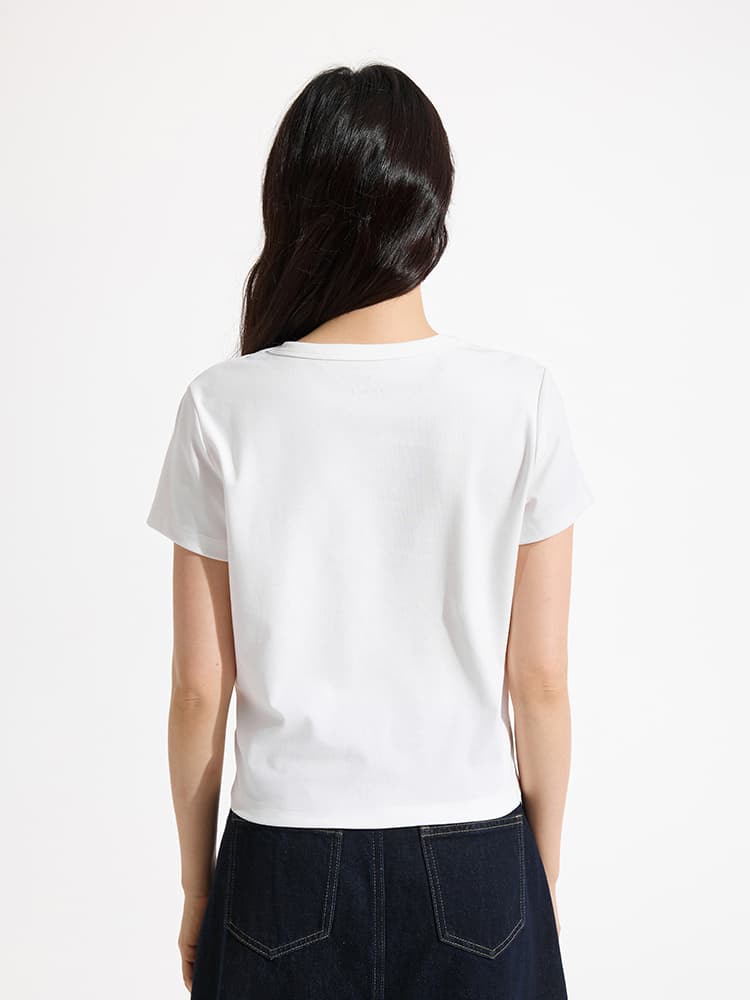 白Tシャツ なめらか素肌 ベーシック半袖シャツ