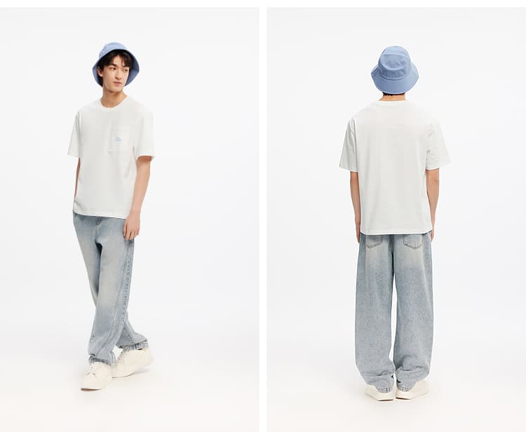 白Tシャツ 胸ポケット付き シンプル半袖