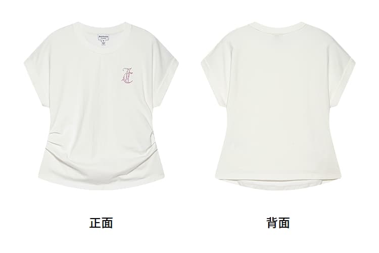 白Tシャツ ワンポイント刺繍ドロップショルダーティー