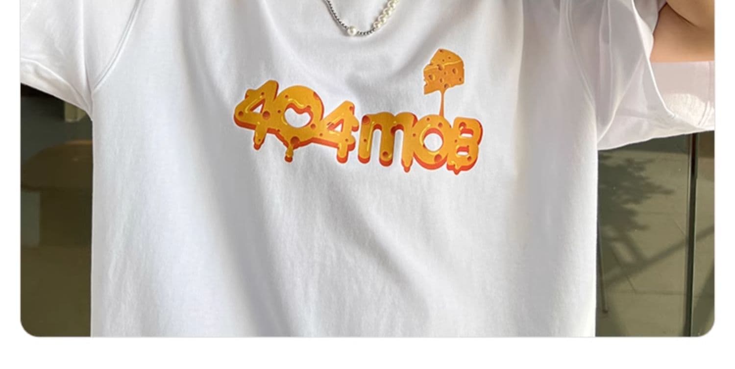 白Tシャツ チーズデザイン ゆるふわ半袖