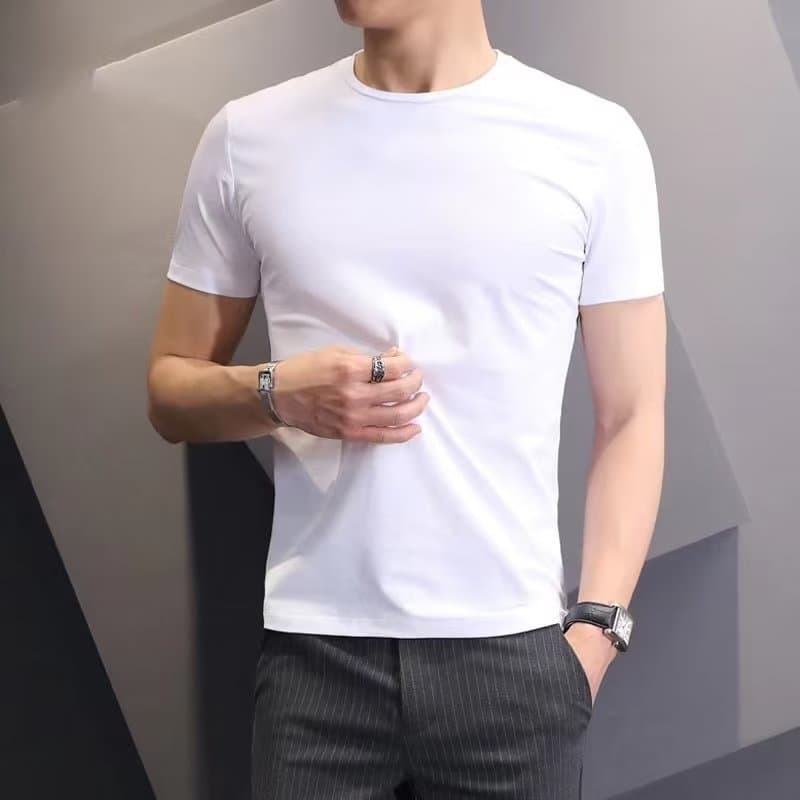 白Tシャツ シンプル丸首半袖シャツ