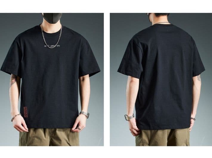 白Tシャツ メンズ シンプル胸文字入りゆったり半袖