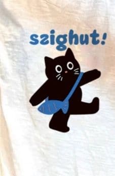 白Tシャツ レディース 遊び猫プリント半袖Vネックトップス