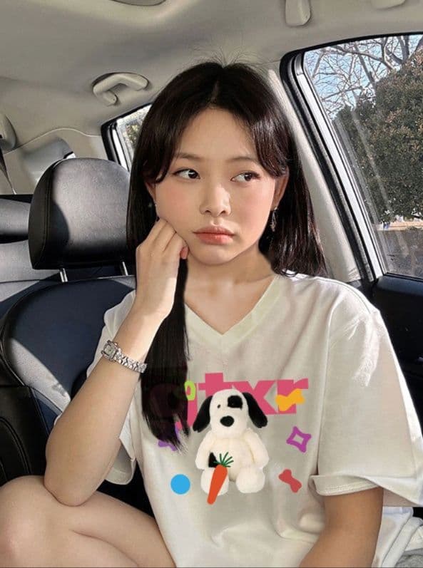 白Tシャツ レディース ゆるかわいぬプリント半袖シャツ