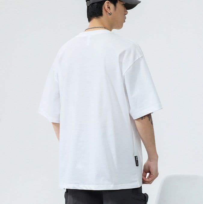 白Tシャツ メンズ 釘デザイン刺繍ゆったり半袖