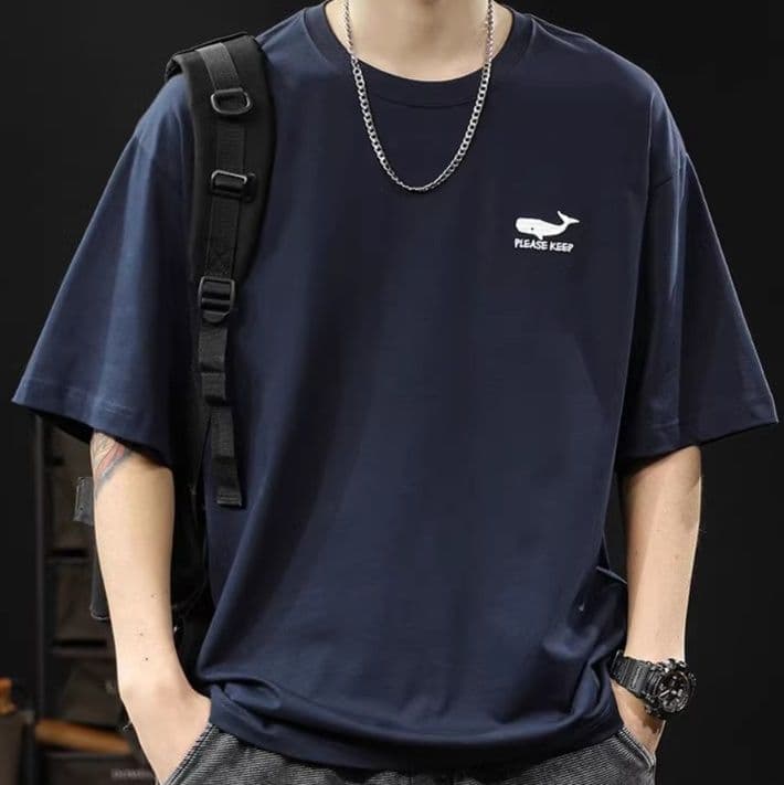 白Tシャツ メンズ 鯨マーク ゆったり半袖カットソー