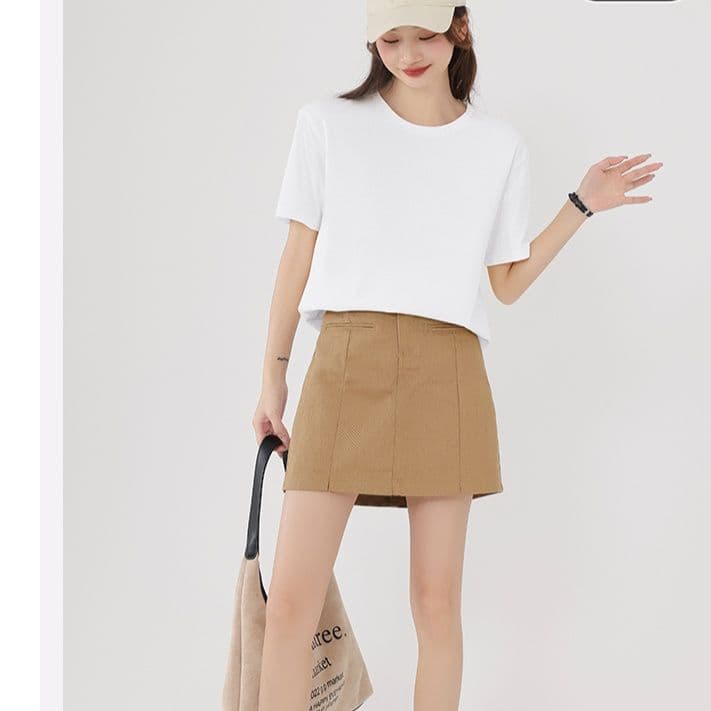 白Tシャツ シンプル丸首純綿半袖シャツ
