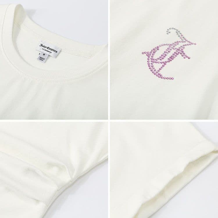 白Tシャツ ワンポイント刺繍ドロップショルダーティー