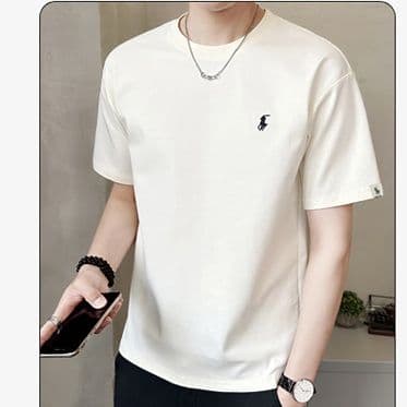 白Tシャツ 上質素材ワンポイント刺繍半袖