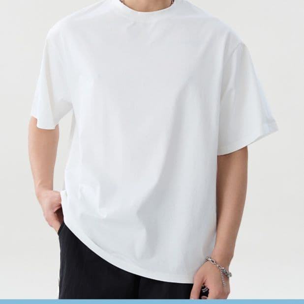 白Tシャツ ベーシック無地クルーネック半袖シャツ