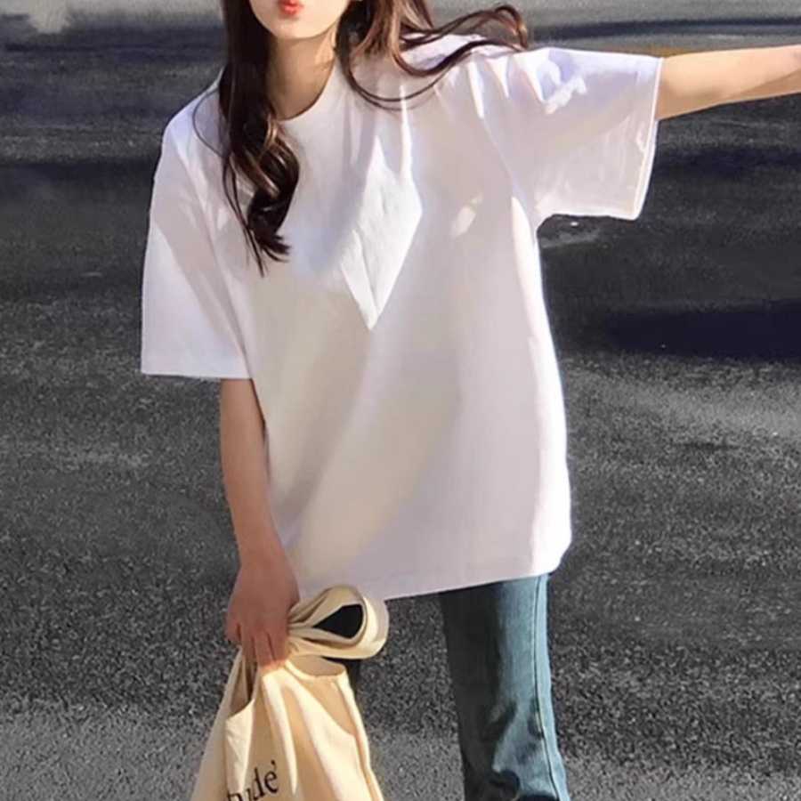 白Tシャツ レディース ゆったりシルエット半袖カットソー