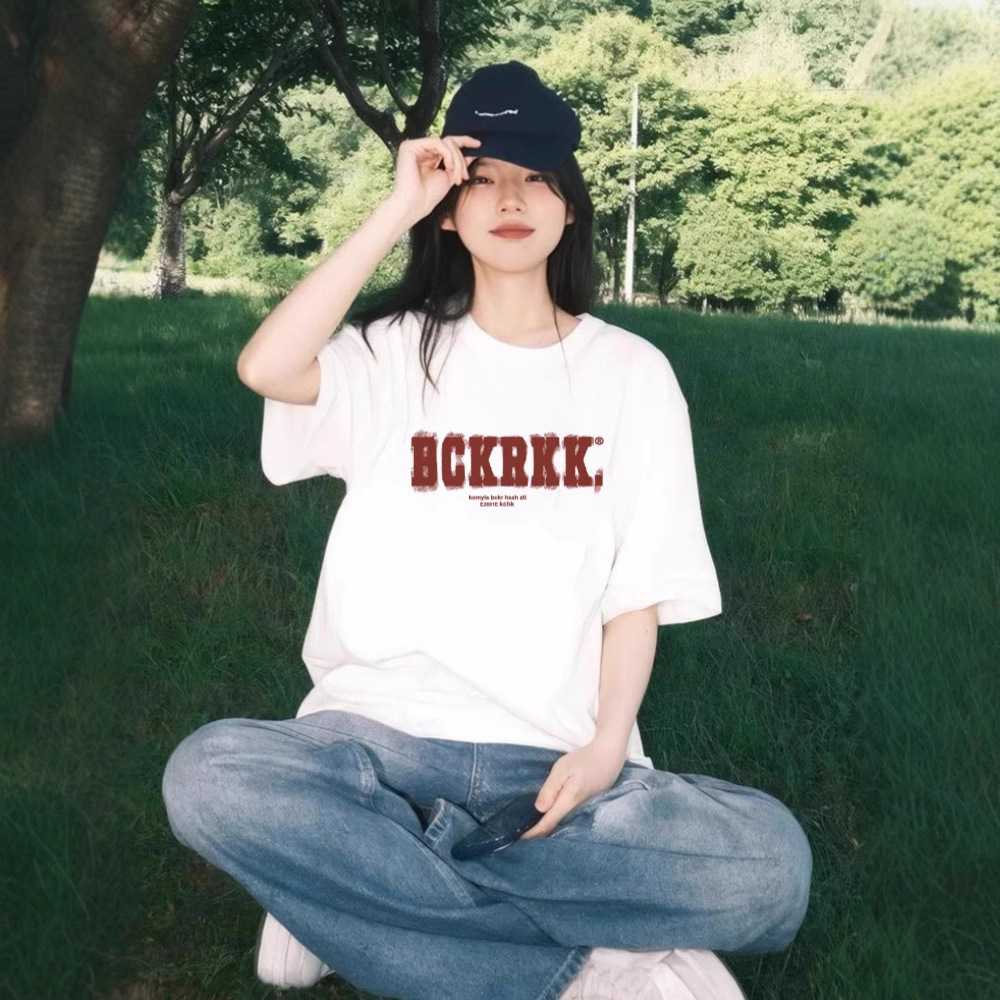 白Tシャツ レディース ゆったりレタープリント半袖Tシャツ