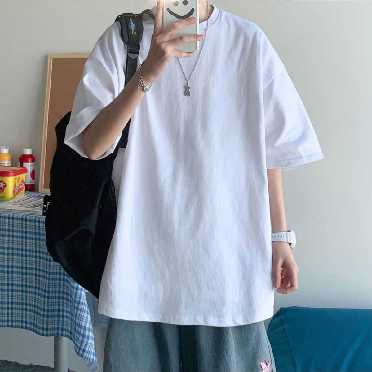白Tシャツ ゆったり半袖シンプル無地カットソー