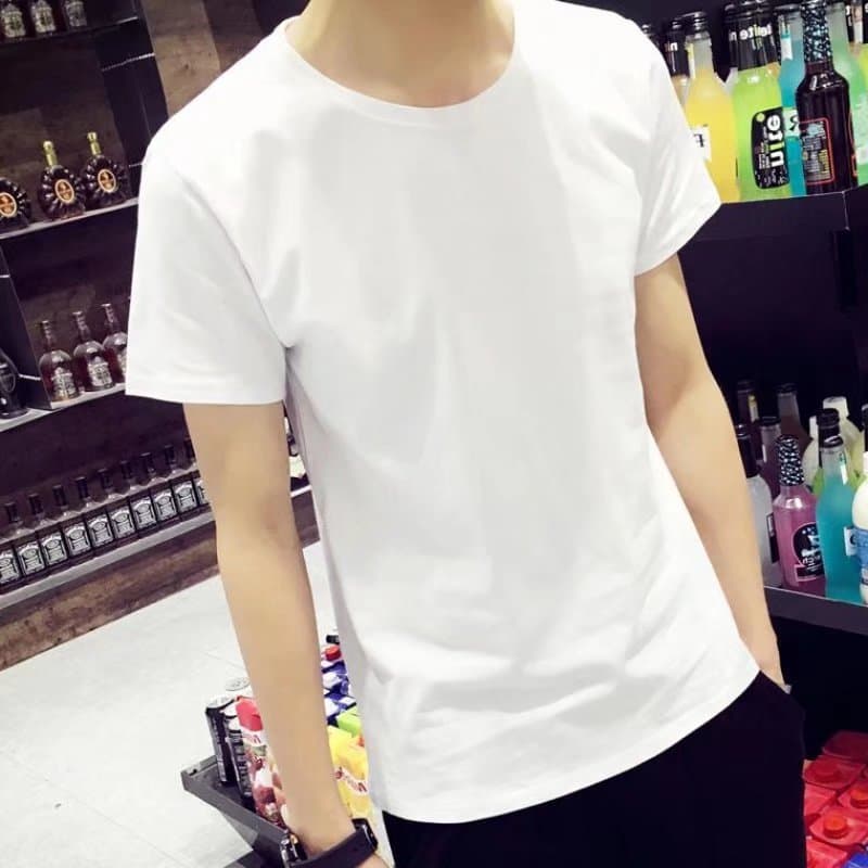 白Tシャツ メンズ シンプル丸首半袖カットソー
