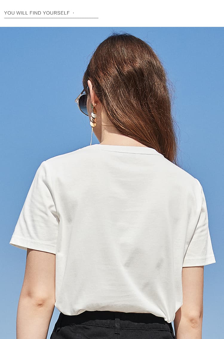 白Tシャツ 手描き風アート 半袖カットソー