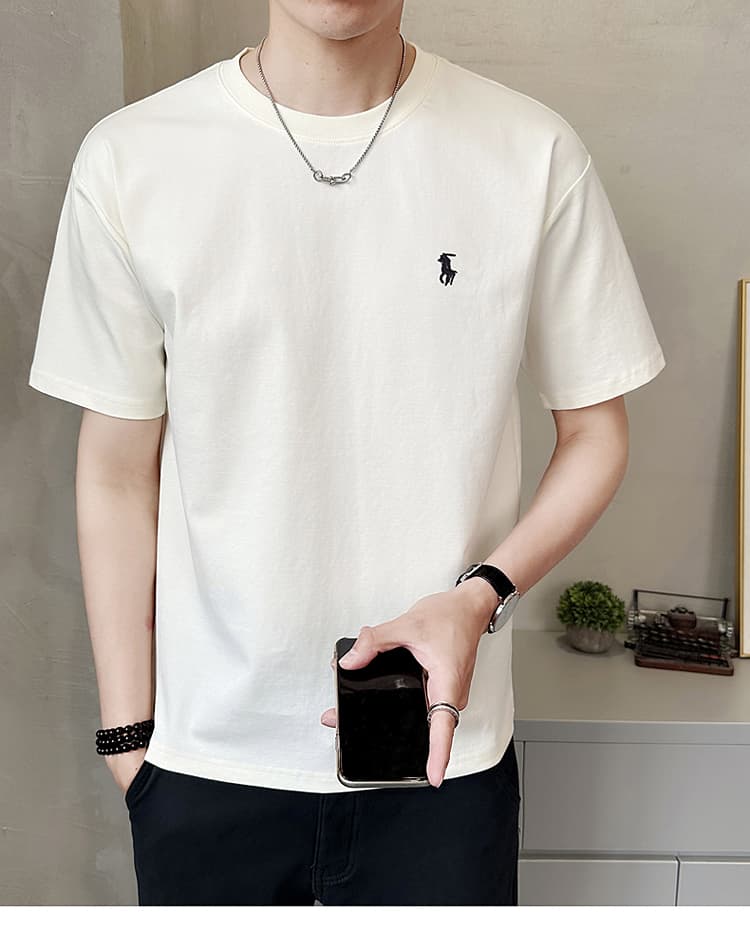 白Tシャツ 上質素材ワンポイント刺繍半袖