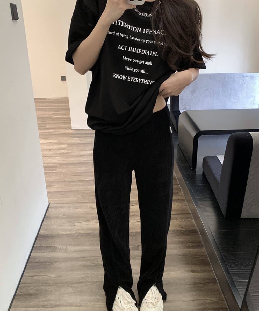 文字プリント半袖ゆったり韓国風白Tシャツ レディース