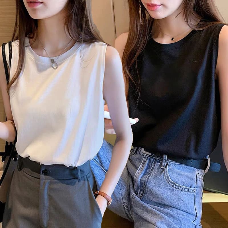 白Tシャツ レディース シンプル上質ノースリーブトップス