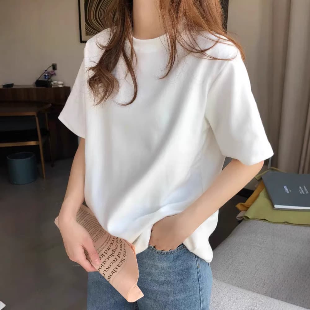 白Tシャツ シンプル美シルエット半袖カットソー