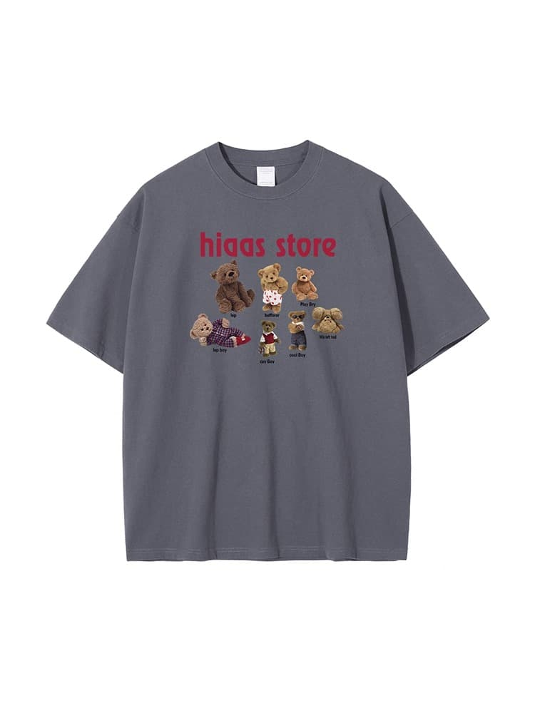 白Tシャツ メンズ くまコレクション ゆったり半袖