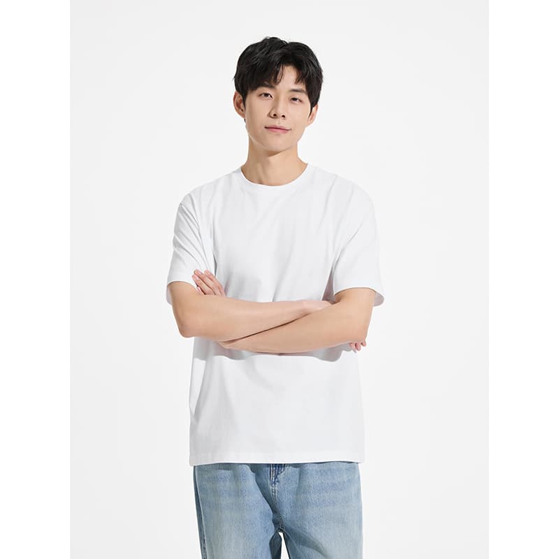 白Tシャツ すっきりシルエット 上質クルーネック