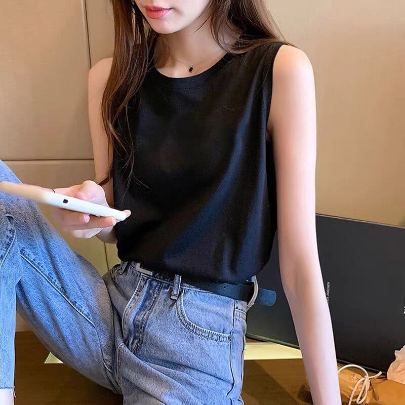 白Tシャツ レディース シンプル上質ノースリーブトップス