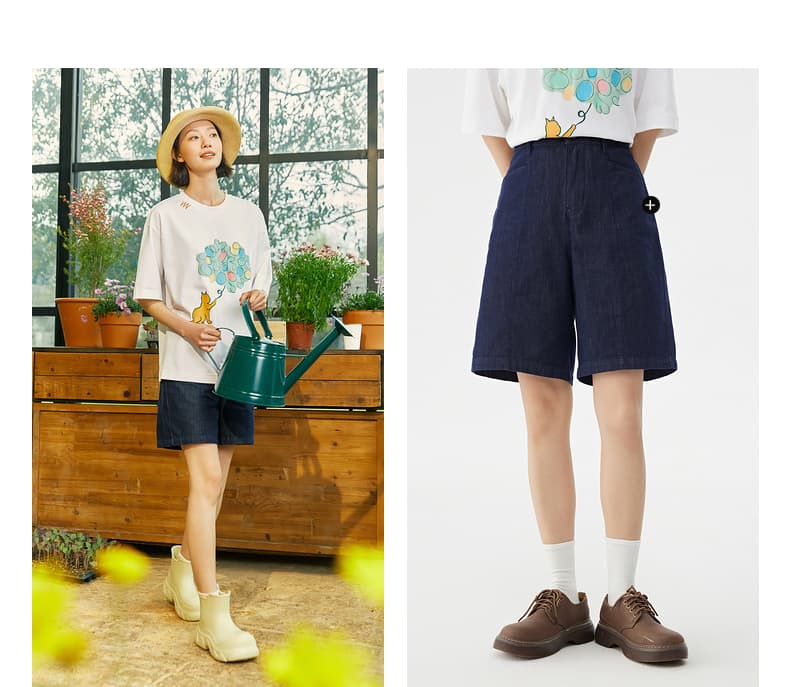 白Tシャツ ねこと風船 ゆったりシルエット