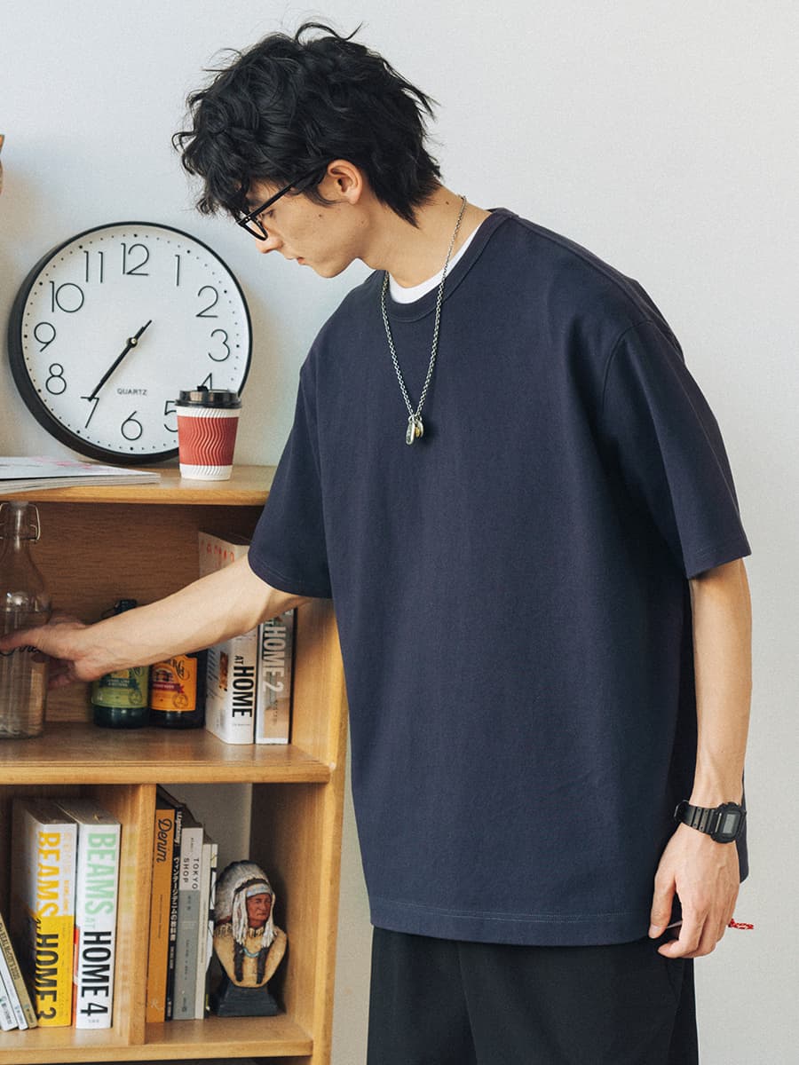 白Tシャツ メンズ ゆったりシルエット半袖クルーネック