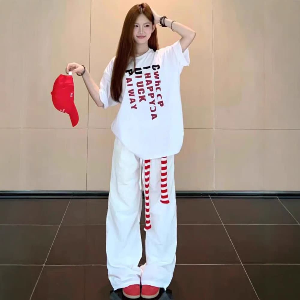 白Tシャツ レディース ゆったりシルエットレタープリントTシャツ