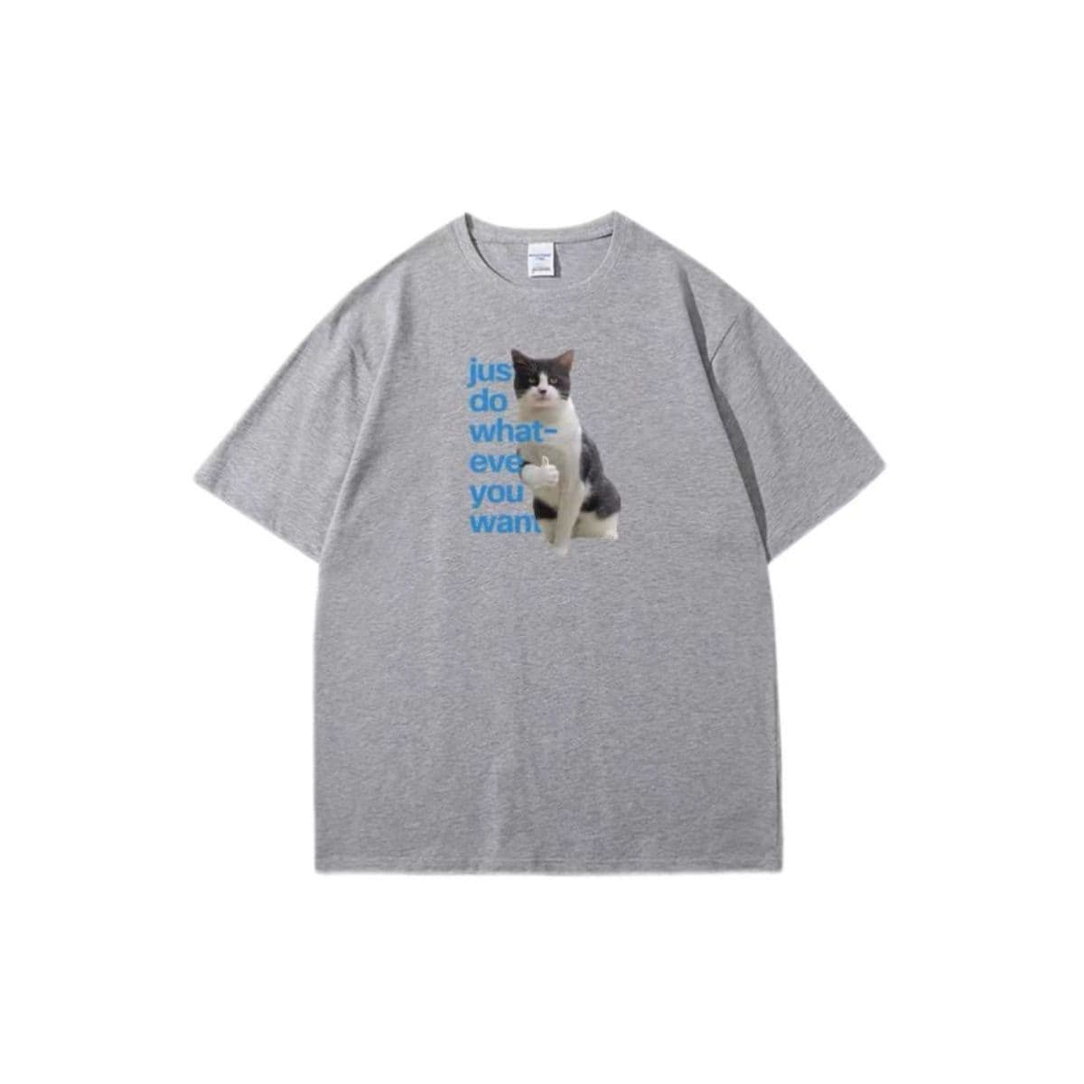 白Tシャツ メンズ 気ままな猫イラスト入り半袖シャツ