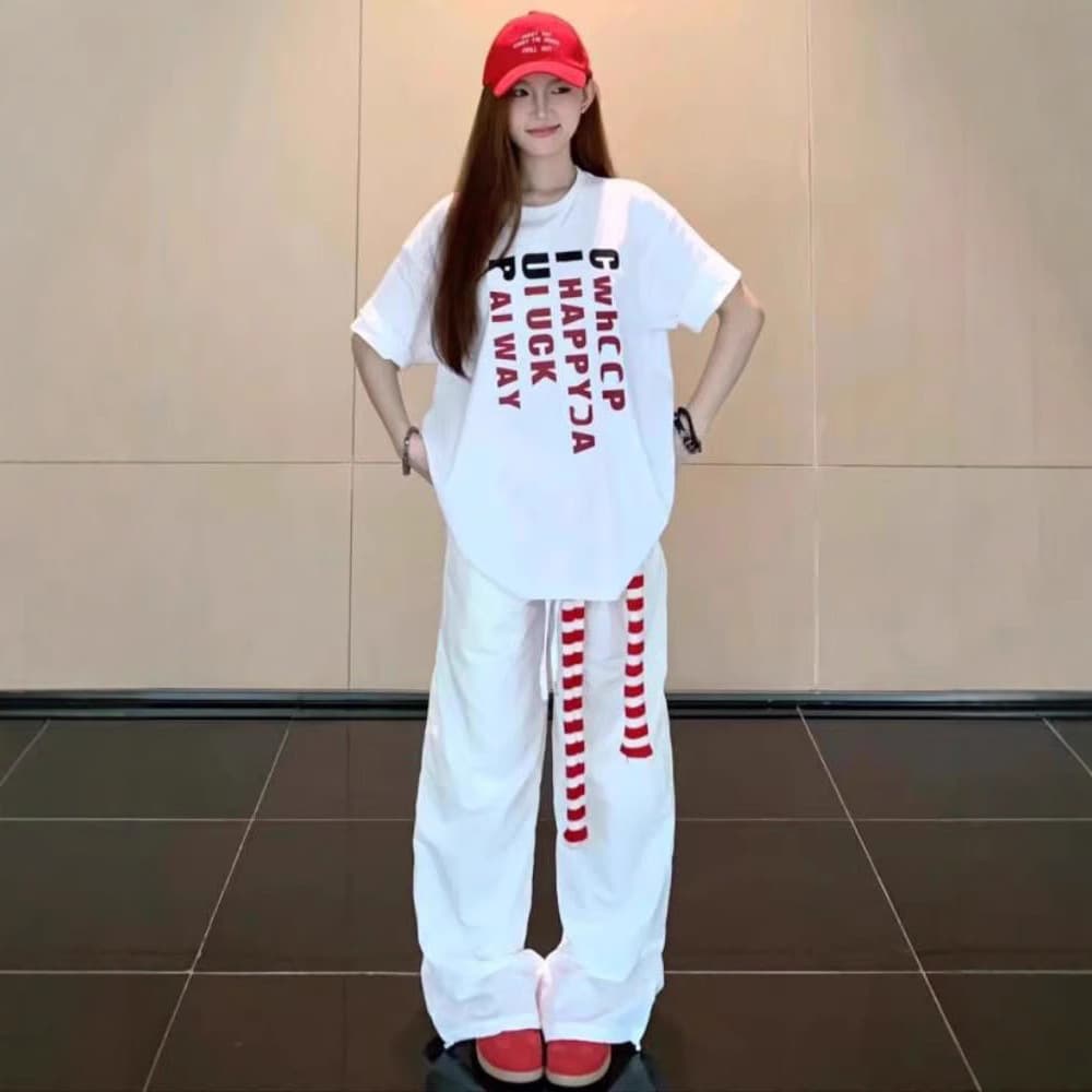白Tシャツ レディース ゆったりシルエットレタープリントTシャツ