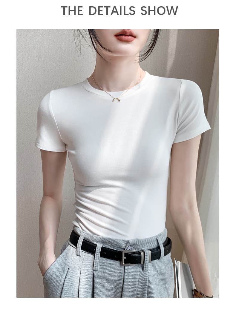 白Tシャツ なめらか美姿勢フィット半袖シャツ