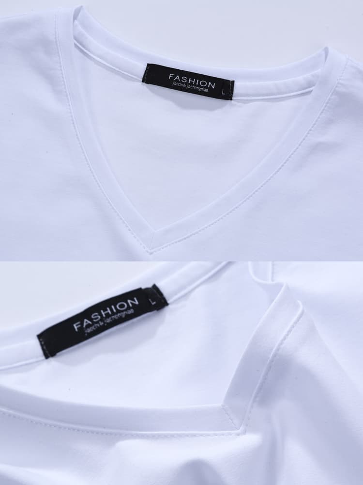 白Tシャツ シンプル無地Vネック半袖