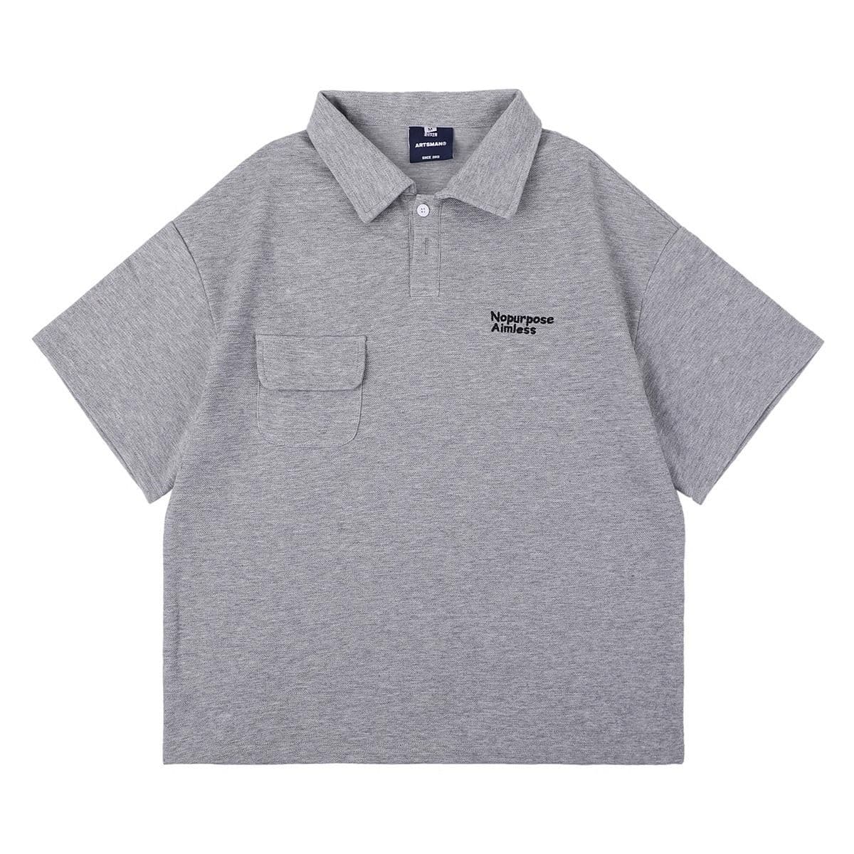 白Tシャツ メンズ リラックスポケット半袖ポロシャツ