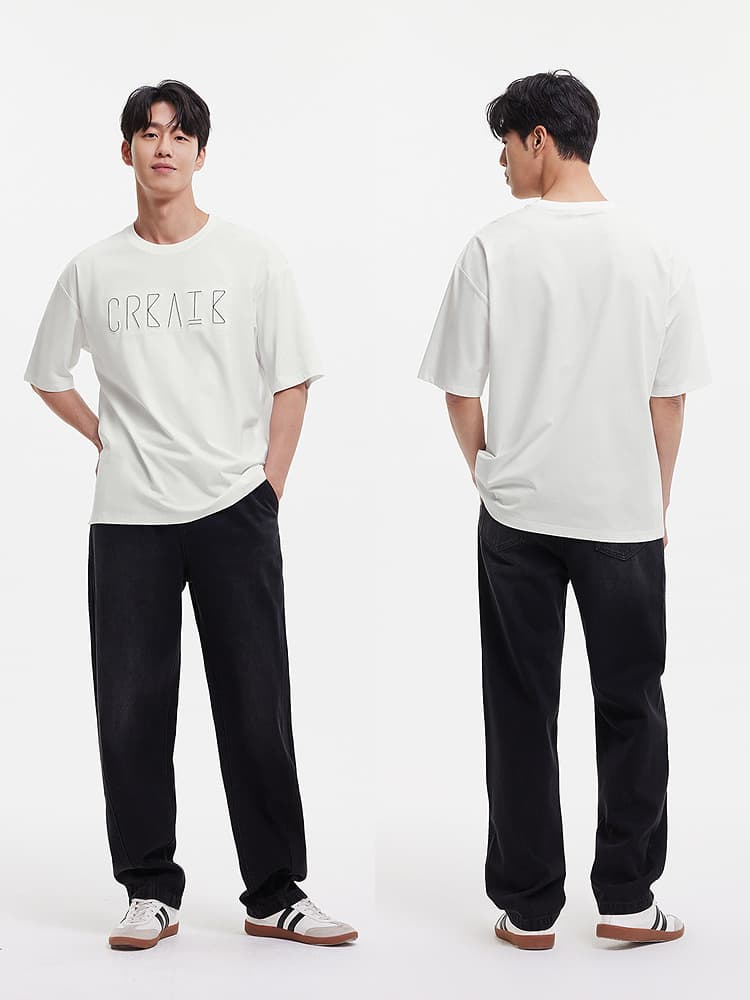 白Tシャツ メンズ 創造文字デザイン五分袖カットソー