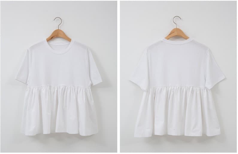 白Tシャツ フレア白半袖シャツ エーライン レディーストップス