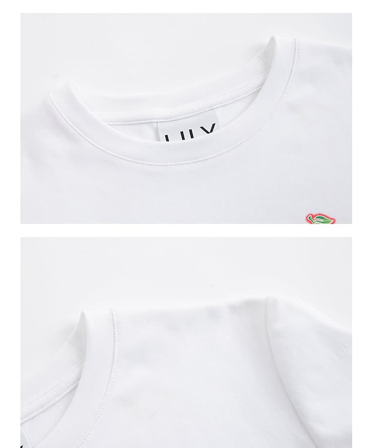 白Tシャツ さくらんぼ刺繍 シンプルフィット