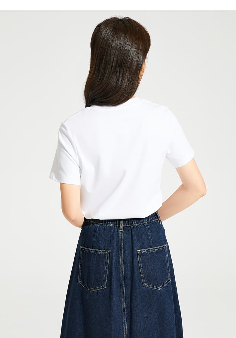 白Tシャツ すっきり着こなせる定番丸首半袖