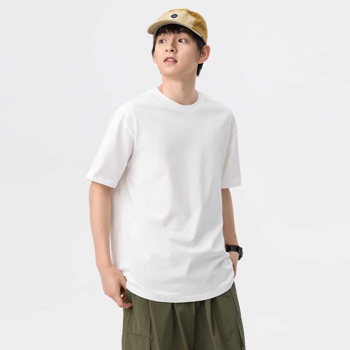 白Tシャツ メンズ すっきり着こなし 上質綿使用半袖