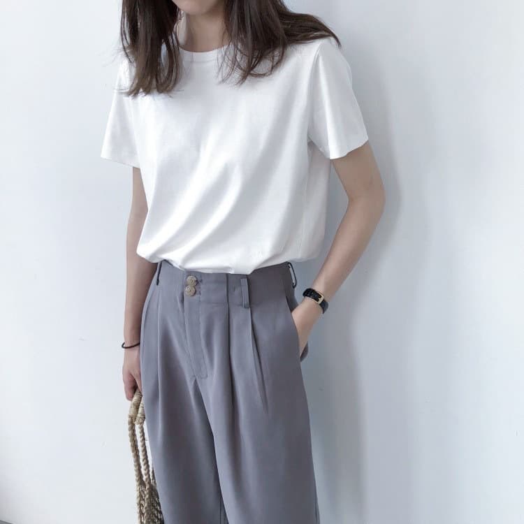 白Tシャツ レディース なめらか素肌ベーシック半袖