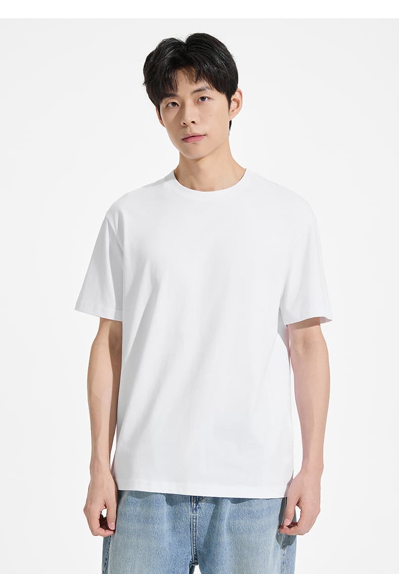 白Tシャツ すっきりシルエット 上質クルーネック