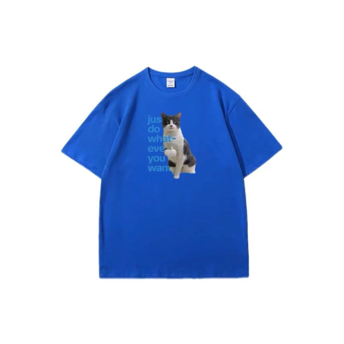 白Tシャツ メンズ 気ままな猫イラスト入り半袖シャツ
