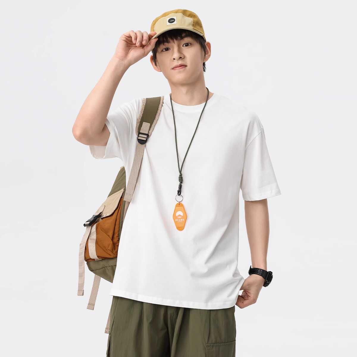 白Tシャツ メンズ すっきり着こなし 上質綿使用半袖