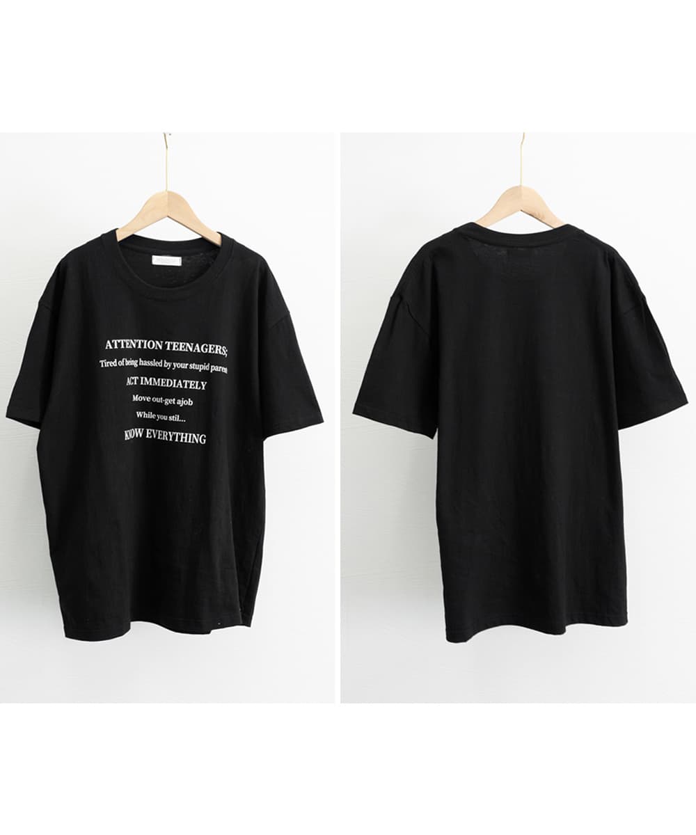 文字プリント半袖ゆったり韓国風白Tシャツ レディース