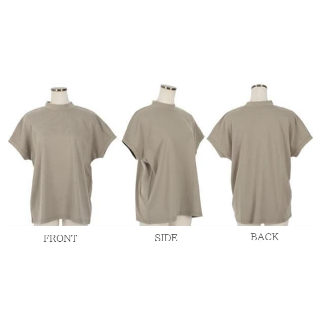 白Tシャツ 新作レディース白プチハイネック半袖無地着回し抜群
